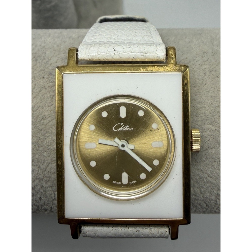 Chateau Manual Wind Working Ladies Tank Watch 28MM 6.75" Swiss Made Vintage